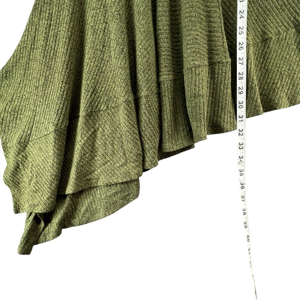 Comfy USA Tunic Top Womens Size M Olive‎ Green Asymmetric Stretch Knit Lagenlook - Picture 7 of 11